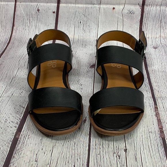 Franco Sarto Shoes - Franco Sarto Black Leather Strap Maura Sandal SZ 6